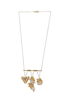 Gold Finish Edged Long Necklace