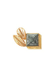 Gold Finish Green Hand-Cut Marble Hand-Knotted Ring