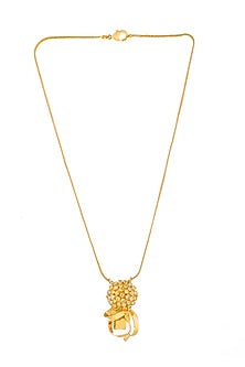 Gold Rhodium Finish Zircon Calendula Pendant Necklace