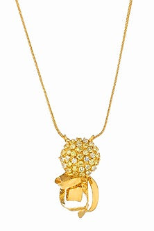 Gold Rhodium Finish Zircon Calendula Pendant Necklace