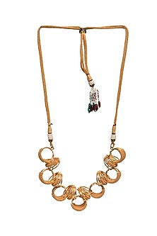 Gold Rhodium Finish Hand-Knotted Ball Chain Embellished Granthi Necklace