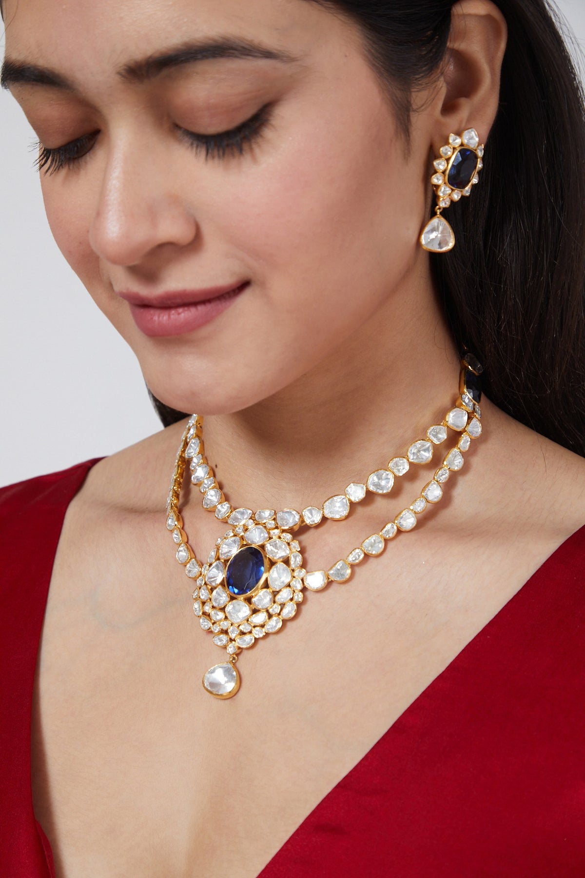 Gold Plated Necklace Set In Sterling Silver