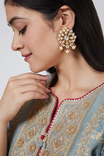 Gold Plated Hand Crafted Earrings In Sterling Silver