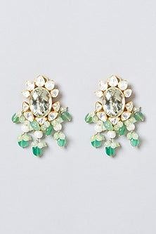 Gold Plated Earrings With Beads In Sterling Silver