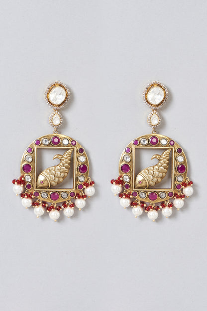 Gold Plated Ruby Stud Earrings In Sterling Silver