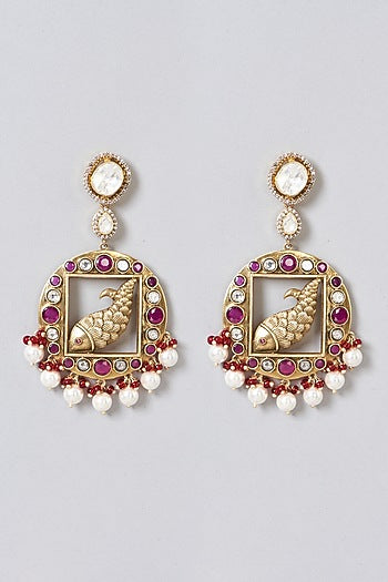 Gold Plated Ruby Stud Earrings In Sterling Silver