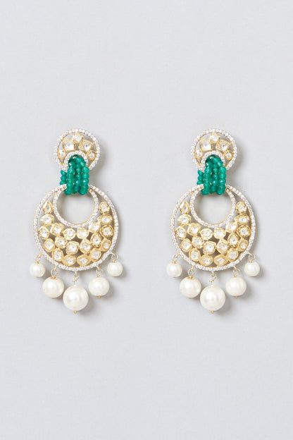 Gold Plated Pearl Dangler Earrings In Sterling Silver