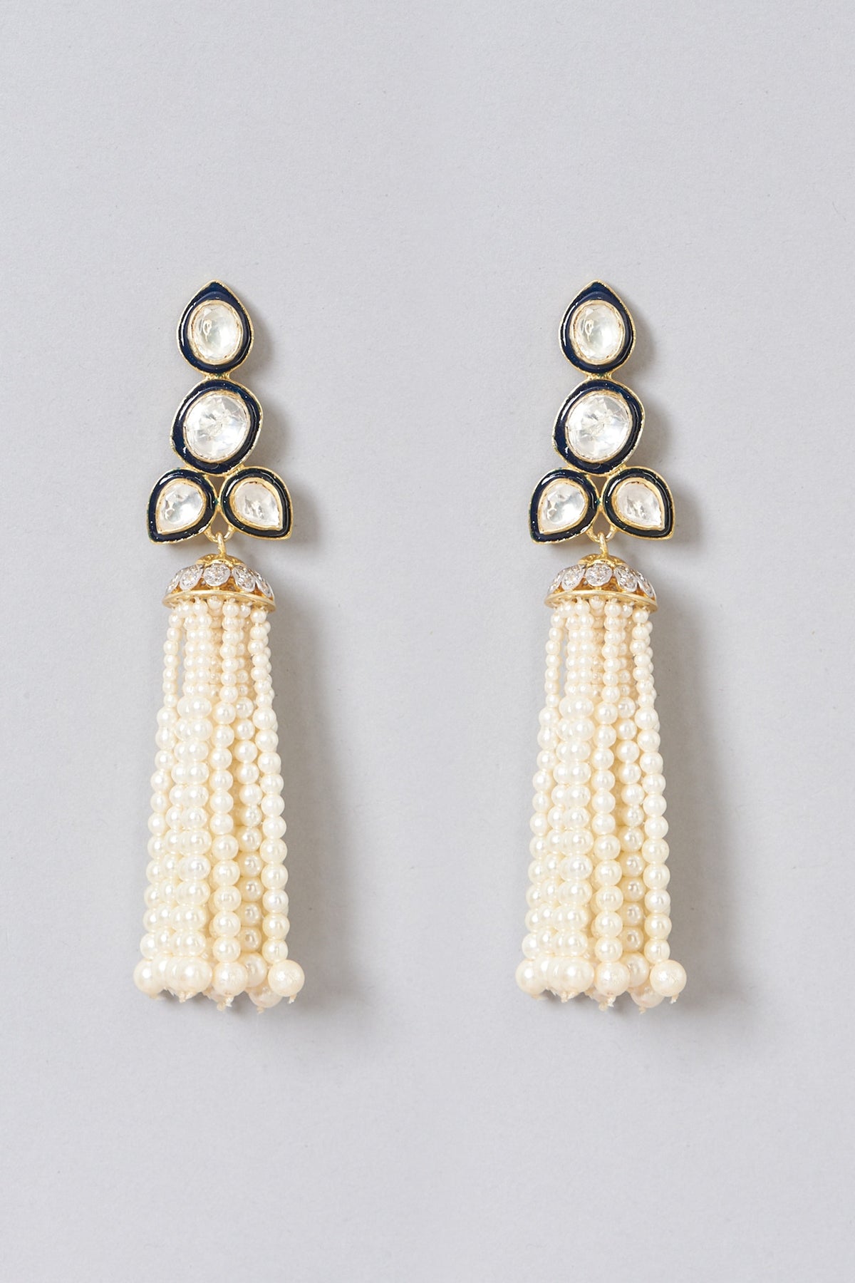Gold Plated Dangler Earrings With Pearl In Sterling Silver