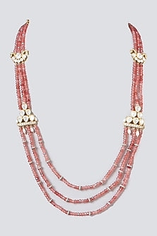 Gold Plated Pink Chalcy Necklace In Sterling Silver