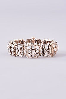 Gold Plated Moissanite Polki Bracelet In Sterling Silver