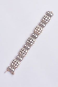 Gold Plated Moissanite Polki Bracelet In Sterling Silver