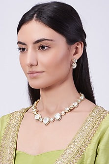 Gold Plated Handcrafted Necklace Set In Sterling Silver