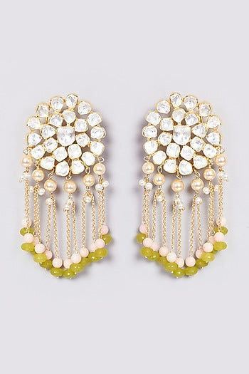 Gold Plated Handcrafted Beaded Earrings In Sterling Silver