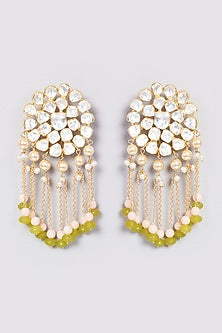 Gold Plated Handcrafted Beaded Earrings In Sterling Silver