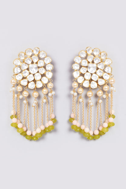 Gold Plated Handcrafted Beaded Earrings In Sterling Silver