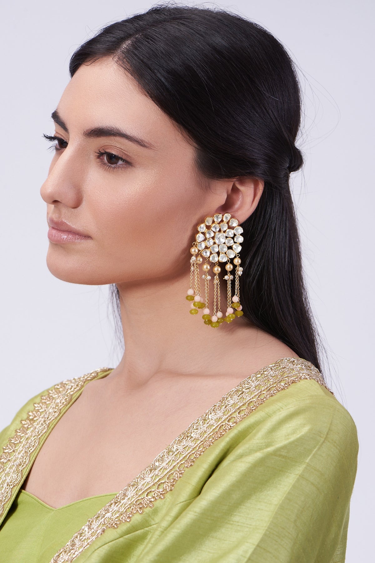 Gold Plated Handcrafted Beaded Earrings In Sterling Silver