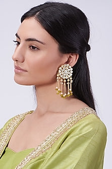 Gold Plated Handcrafted Beaded Earrings In Sterling Silver