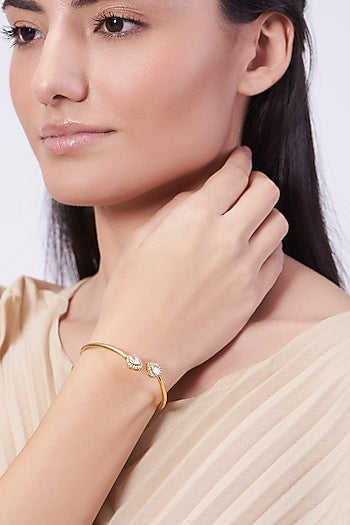 Gold Plated Handcrafted Bangle In Sterling Silver