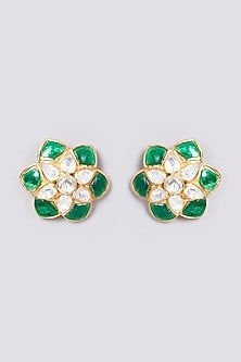 Gold Plated Handcrafted Stud Earrings In Sterling Silver
