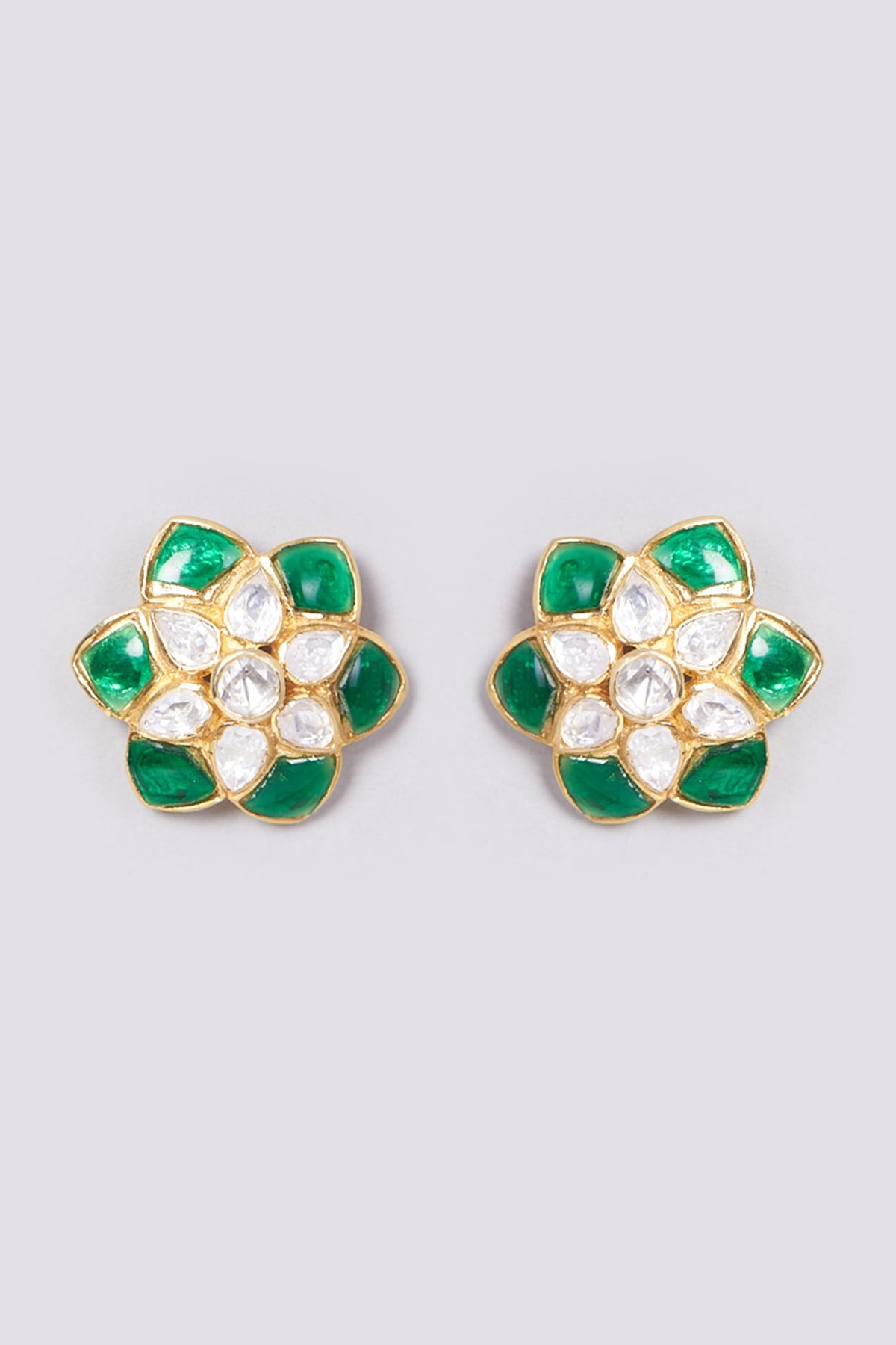 Gold Plated Handcrafted Stud Earrings In Sterling Silver