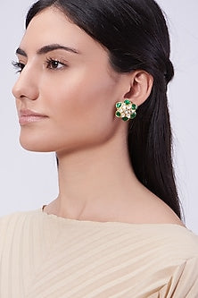 Gold Plated Handcrafted Stud Earrings In Sterling Silver