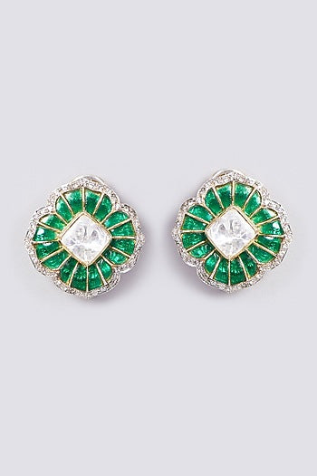 Gold Plated Handcrafted Geometric Earrings In Sterling Silver