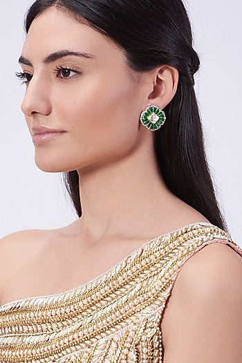 Gold Plated Handcrafted Geometric Earrings In Sterling Silver