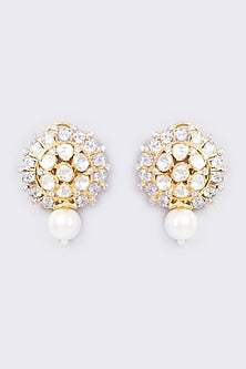 Gold Plated Handcrafted Pearl Earrings In Sterling Silver