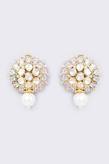 Gold Plated Handcrafted Pearl Earrings In Sterling Silver