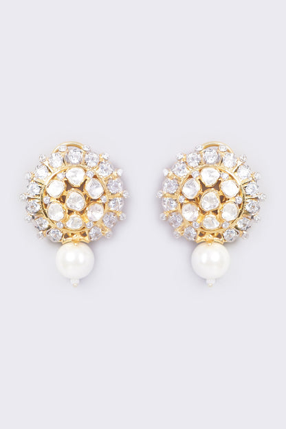 Gold Plated Handcrafted Pearl Earrings In Sterling Silver