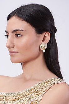 Gold Plated Handcrafted Pearl Earrings In Sterling Silver