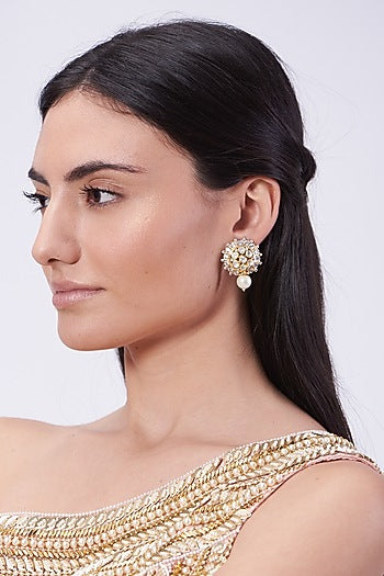 Gold Plated Handcrafted Pearl Earrings In Sterling Silver