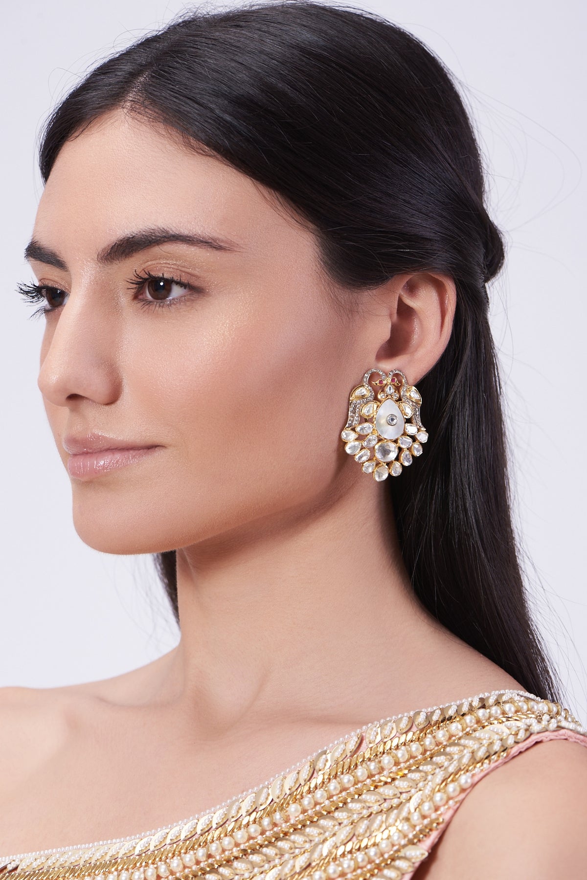 Gold Plated Handcrafted Peacock Earrings In Sterling Silver