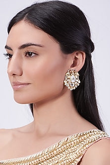 Gold Plated Handcrafted Peacock Earrings In Sterling Silver