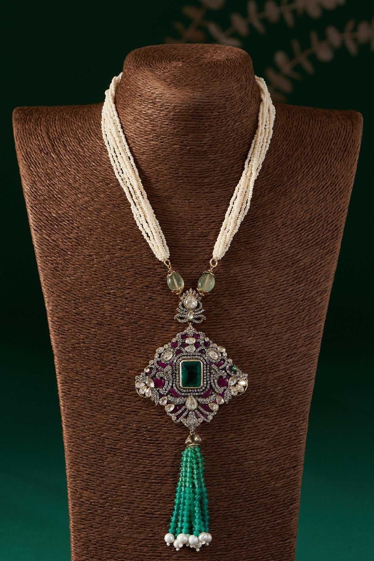 Gold Plated Handcrafted Necklace Set In Sterling Silver