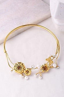 Gold Plated Pearl Choker Necklace
