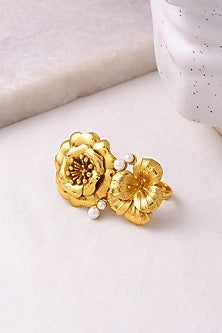 Gold Finish Floral Ring