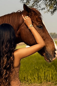 Gold Finish Pearl Floral Hand Harness
