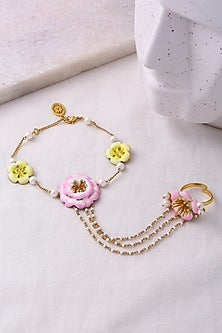 Gold Plated Pearl Floral Hand Harness