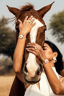Gold Plated Pearl Floral Hand Harness