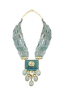 Gold Finish Jade Beads Necklace