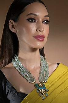 Gold Finish Jade Beads Necklace