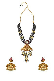 Gold Finish Kundan Polki Necklace Set