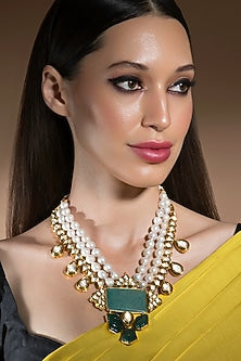 Gold Finish Hydro Kundan Polki Necklace
