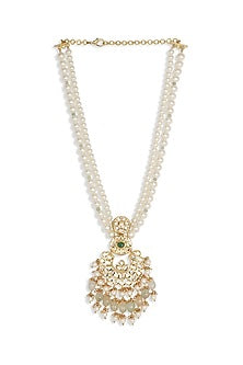 Gold Finish Shell Pearl Layered Necklace