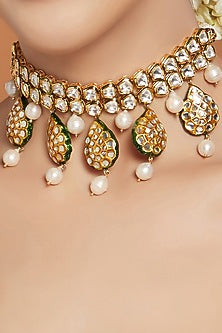 Gold Finish Hydro Kundan Polki Necklace