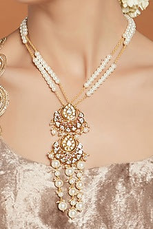 Gold Finish Jade Chain Necklace
