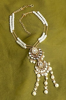 Gold Finish Jade Chain Necklace