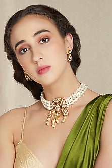Gold Finish Layered Necklace Set