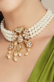 Gold Finish Layered Necklace Set